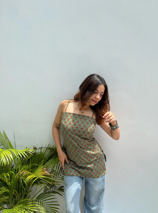 Women's fancy digital ajrakh printed stylish short kurti