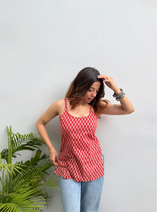 women floral printed cotton tunic