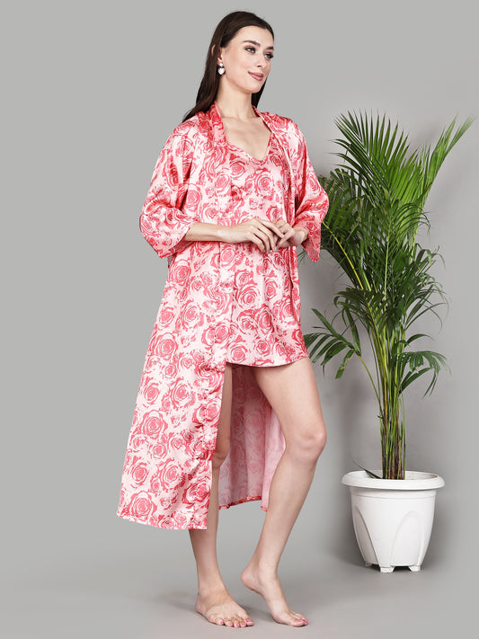 Women's Rose Print Loungewear Set