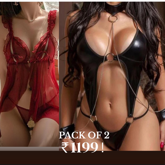 Pack of 2 Blissful Allure Floral Lace Babydoll Lingerie & Pearl Teddy Lingerie