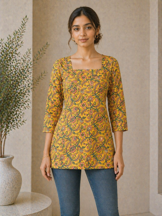 Elegant Square Neck Tunic Top