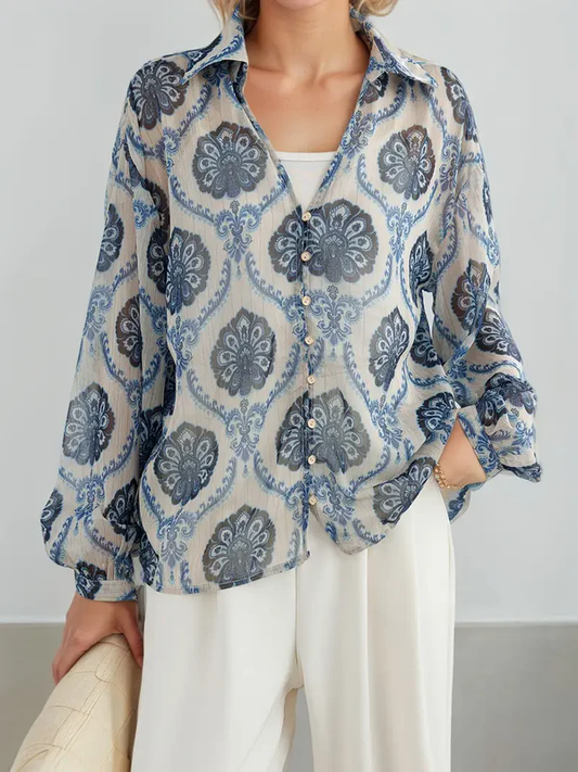 Women'S Vintage Bamboo Ink Print Shirt