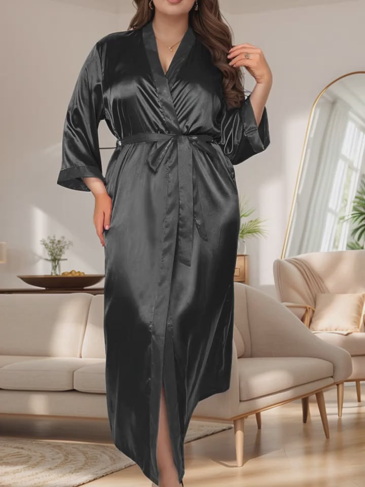 Long Sleeve Belted Robe sleep dress Dress for woman