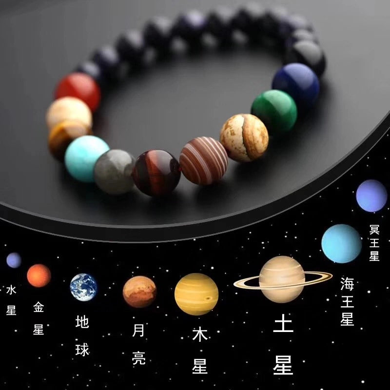 100% Natural Stone Galaxy Planet Beads Bracelet Solar System Turquoise  Beaded Couple Bracelets Jewelry For Women Male Jewelry Gift | Wish