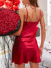 Satin silk V Neck Sleep Dress (Red)