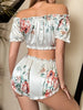 white  Floral satin pajama set/ sleep dress set