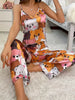 Cute Cartoon Print Women's Satin Pajama Set