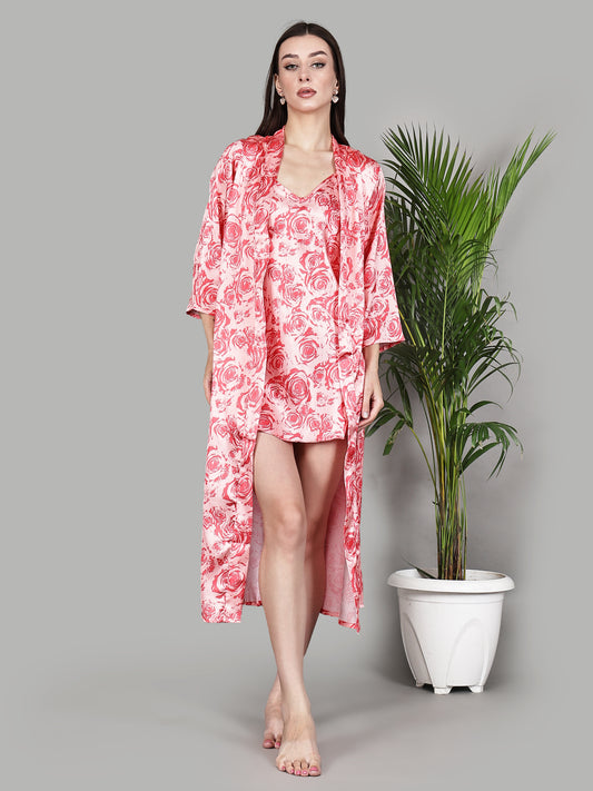 Women's Rose Print Loungewear Set