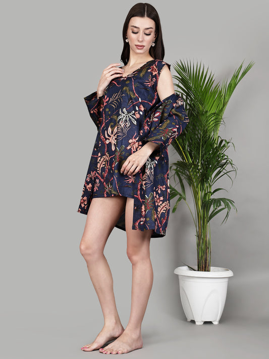 Summer New Arrival Women's Floral Print Cotton Loungewear Set