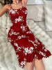 Maroon Floral Print Midi Slip Dress For woman