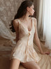 Women's Beige Elegant Solid Scoop Neck Button Detail Sleeveless Smock Sleepwear Dress