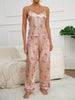 Crane Print Satin Pajama Set for woman