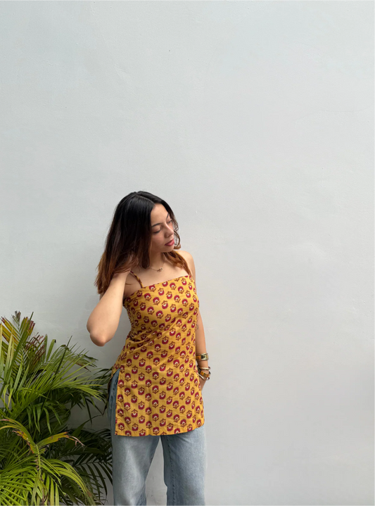 Mustard yellow Strap Kurti