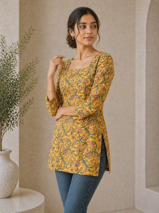 Elegant Square Neck Tunic Top