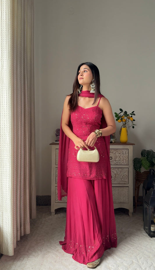 women Luxe’  Plum Flared Sharara Set