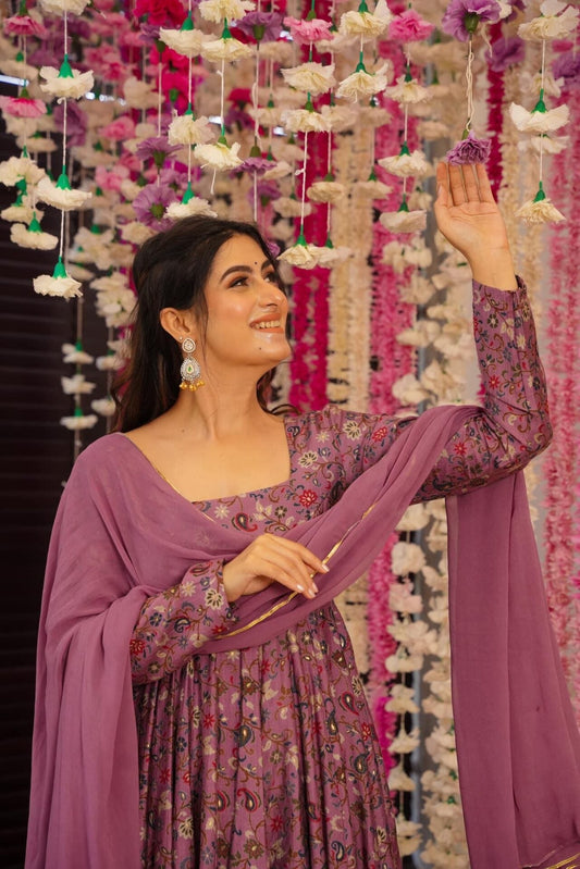 purple muslin suit set