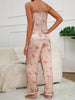 Crane Print Satin Pajama Set for woman