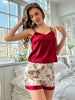 Womens Floral Print Satin Pajama Set - Soft, Relaxed Fit Sleep dress