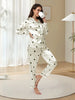 Delicate Dot Print Satin Lounge Set/sleep set