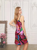 Abstract Face Print Satin Nightgown, Casual Round Neck Backless Slip Dress