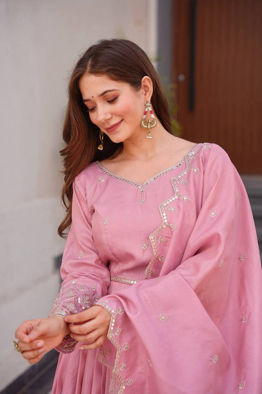 Heavy Shimmer Silk Gown Set