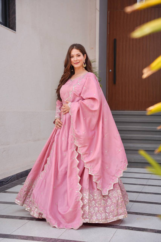 Heavy Shimmer Silk Gown Set
