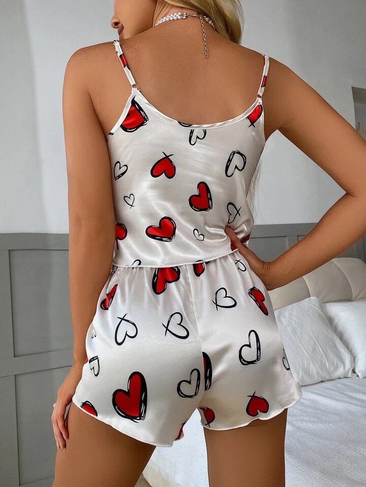 Heart Printed Pajama Set/ sleep dress set