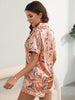 Satin Floral Pajama Set, Sexy Short sleeve Top with Short pant