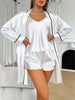 Long Sleeve Belted Robe & Pajama - Top & Shorts Sleep set 3pcs (Red)