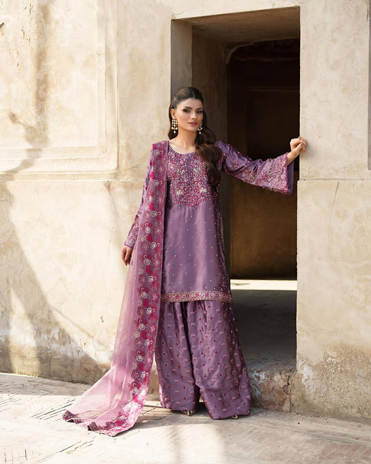 Party Wear Look Top-Plazzo and Dupatta