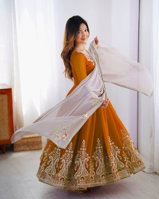 Party Wear Look Gown-Dupatta