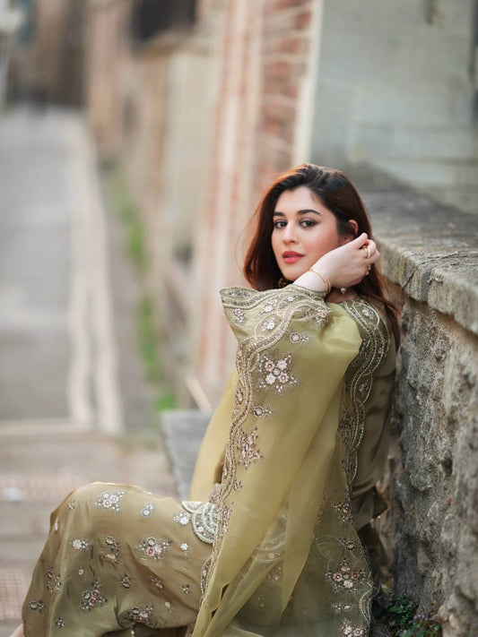 French Crape Silk Top-Bottom And Dupatta Set