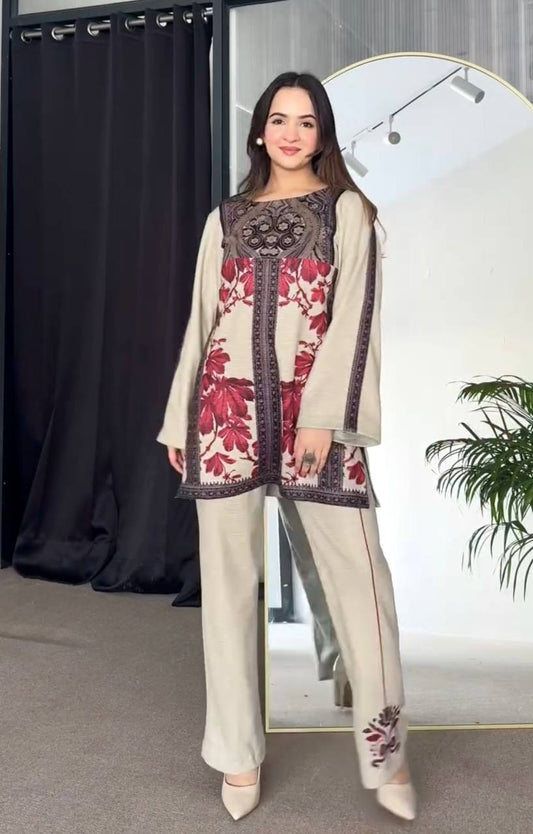 Natural Crepe Top & plazzo Co-ords Set