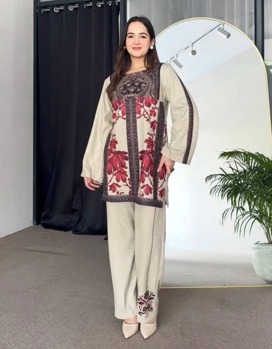 Natural Crepe Top & plazzo Co-ords Set