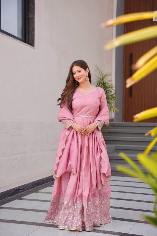 Heavy Shimmer Silk Gown Set